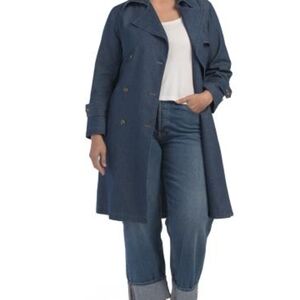 Anne Klein Dark Blue Women's Jeans - Classic Straight Fit Trench Coat